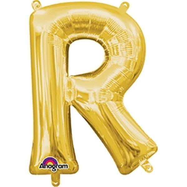 Anagram 16 in. Letter R Gold Supershape Foil Balloon 78494